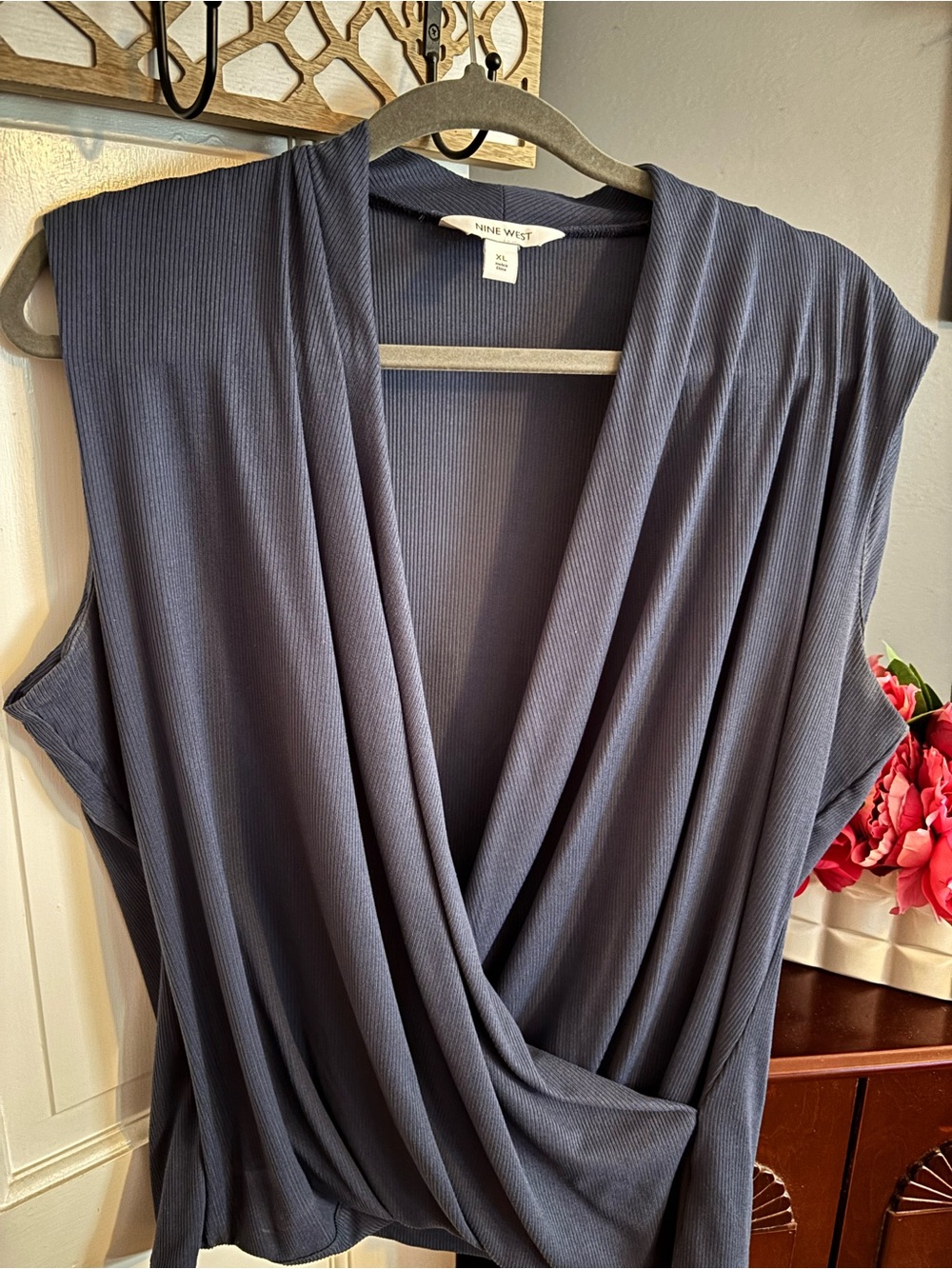 Nine West Dark Navy Ribbed Sleeveless Top